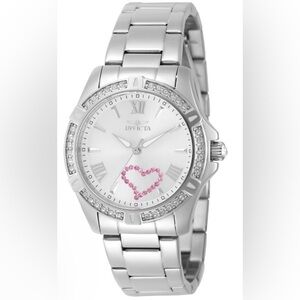 NEW Invicta Angel Women's Watch - 34.5mm, Steel.  Pink Crystal Heart Detail.
